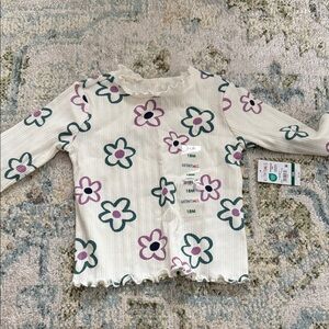 Floral Ribbed Long Sleeve Top